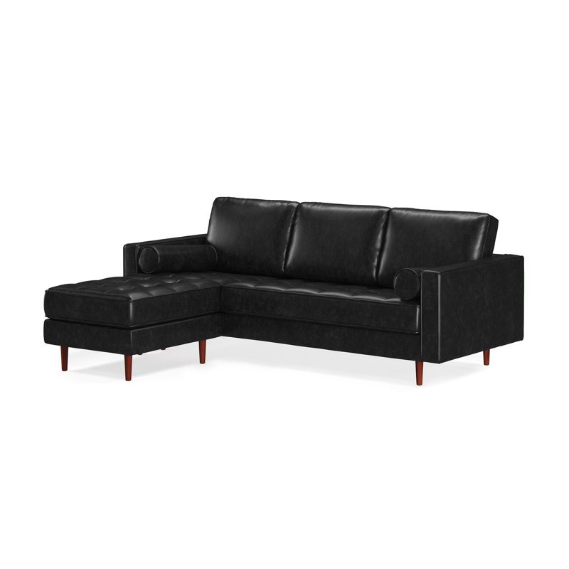 AllModern Hailee 84" Wide Genuine Leather Reversible Modular Sofa